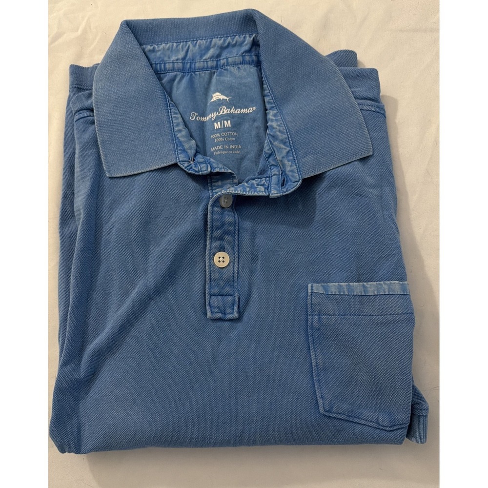 NWOT Tommy Bahama Polo Shirt Mens Medium Blue Performance Golf Short Sleeve